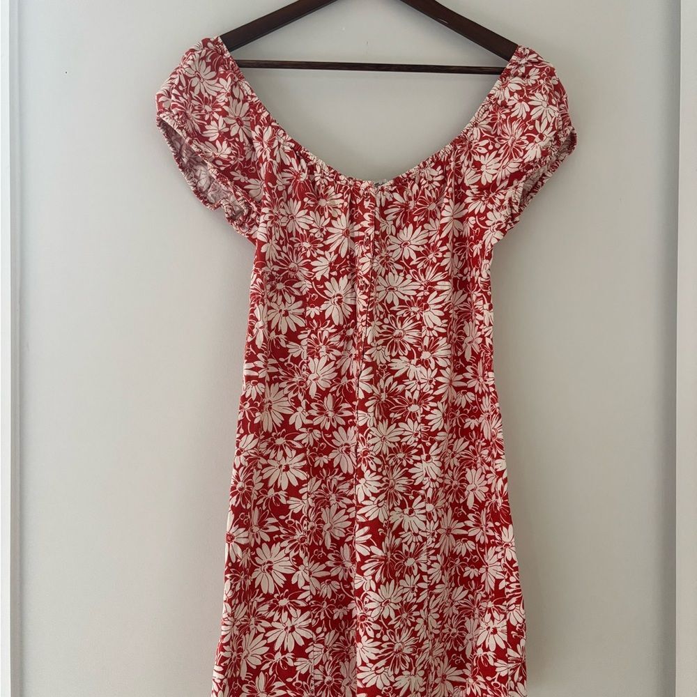 Madewell Burnt Orange Floral Off-Shoulder Mini Dress Romantic Cottagecore Size 6
